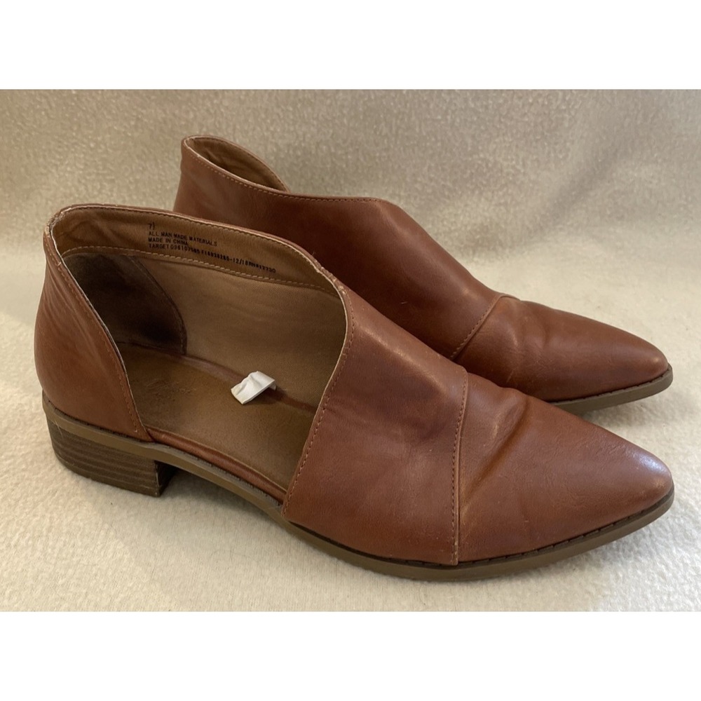 Universal Thread Wenda Cognac Brown Cut Out Pointed Toe Booties Shoes Womens 7.5